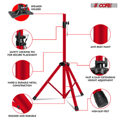 5 Core Speaker Stand Height Adjustable 72" Heavy Duty PA DJ Tripod Studio Monitor Stands image 9