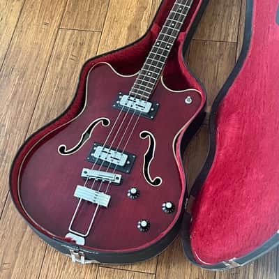 Vintage Ovation Typhoon Bass 1222-2 Fretted 1968/69 - Wine Red image 1