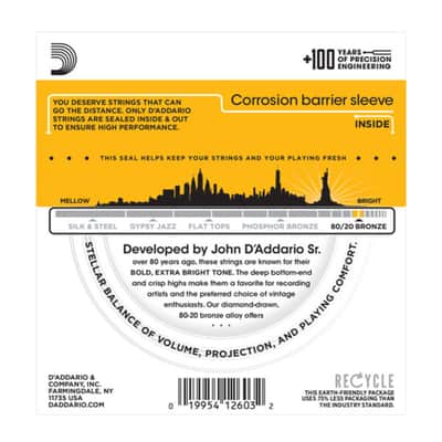 D'Addario A-Guit.Strings EJ14 12-56 80/20 Bronze - Acustic Guitar Strings image 4