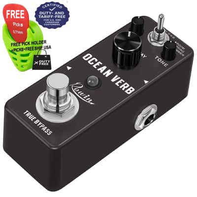 Rowin Ocean Verb (Digital Reverb Mini Pedal - Room, Spring, Shimmer) Pedal True Bypass LEF3800, FREE PICKS + HOLDER+ FREE SHIP USA