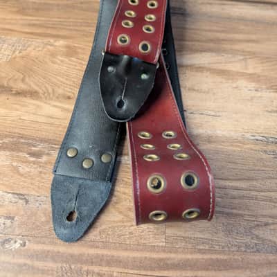 Unbranded Vintage Studded Guitar Strap 2" 1980s Red Cool Strap! image 2