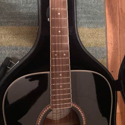 Washburn D10SB Black Glossy Acoustic Guitar With Case | Reverb
