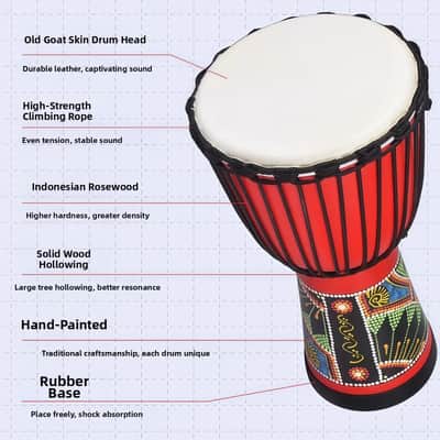 8 Inch Hand Drum with Beautiful Hand Painting - Professional Frame Drum for Adults & Beginners image 2