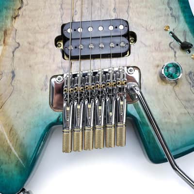 10.5mm Headless Electric Guitar Bridge Chrome Brass Block Saddle Hardened Steel Plate 2 point tremolo bridge for Fanned-fret 6 String Headless Electric Guitar Replacement parts image 2