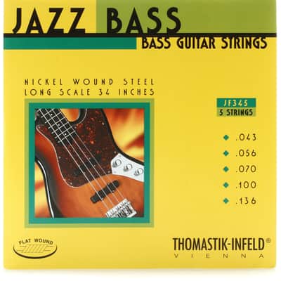 Thomastik-Infeld JF345 Jazz Flatwound Bass Guitar Strings - .043-.136 Long Scale 34-inch 5-string image 1
