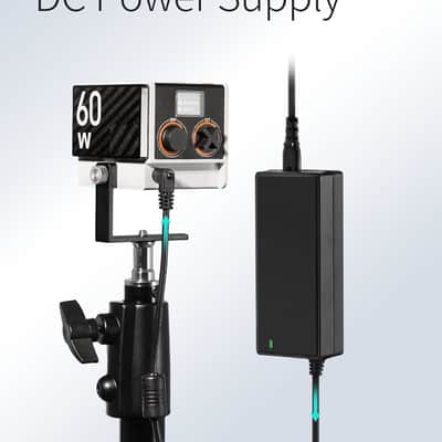 Bi-Color Video Light, 300g Portable 60W COB LED Continuous Output Lighting, CRI≥96, TLCI≥97, Bluetooth App Control, ZY Mount Ecosystem DC/PD Power Supply image 2