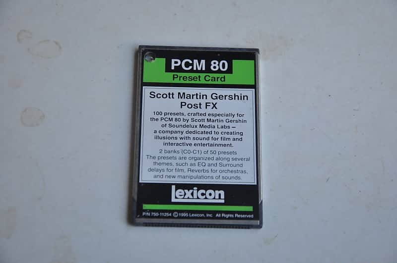 Lexicon PCM 80 Algorithm Preset Card Scott Martin Gershin 750-11254 image 1