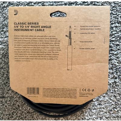 D'Addario Instrument Cable Straight to Right Angel 20' image 4