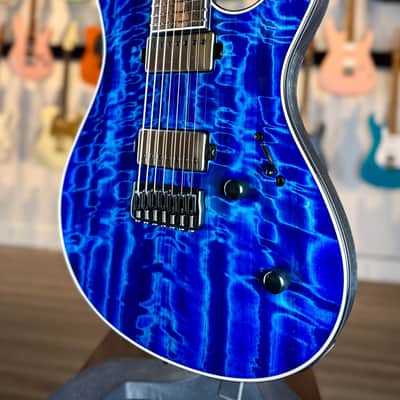 Mayones Custom Shop Regius 7 String - Blue Spirit Gloss - 4A Curly Poplar Top image 6