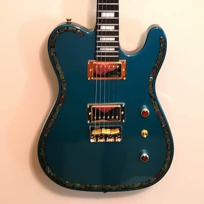 CUSTOM DESIGNED & CRAFTED TELE STYLE IN GREEN METALLIC FINISH WITH STONES -SERIAL #074 -2025 image 1