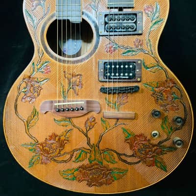 Blueberry Double Neck Acoustic & Electric Guitar -  Handmade with Seymour Duncan Pickups Built to Order in 90 Days image 2