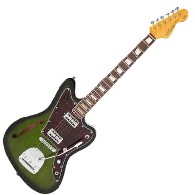 Vintage REVO Series 'Surfmaster Thinline' Twin Electric Guitar ~ Greenburst image 1