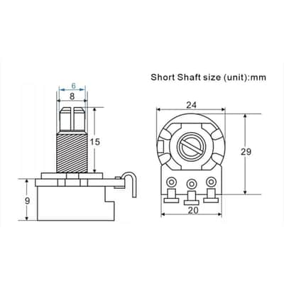 Short Shaft Full Size A250K Potentiometers (Set of 10) image 7