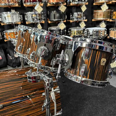~RARE!~ Ludwig Classic Maple 6-Piece 8/10/12/14/16/22 Drum Kit Set in Exotic Macassar Ebony Lacquer with SKB Soft Cases (Rm 4) image 4