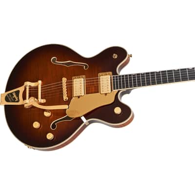 Gretsch Broadkaster LX Figured Center Block with String-Thru Bigsby GHW Havana Burst - Semi Acoustic Guitar image 3