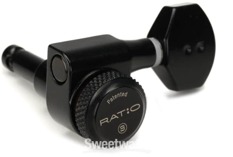 Graph Tech PRL-8721-B0 Ratio 6 In-Line Electric Guitar Locking Machine Heads - Mini Contemporary Style/Bla (PRL8721B0d1) image 1