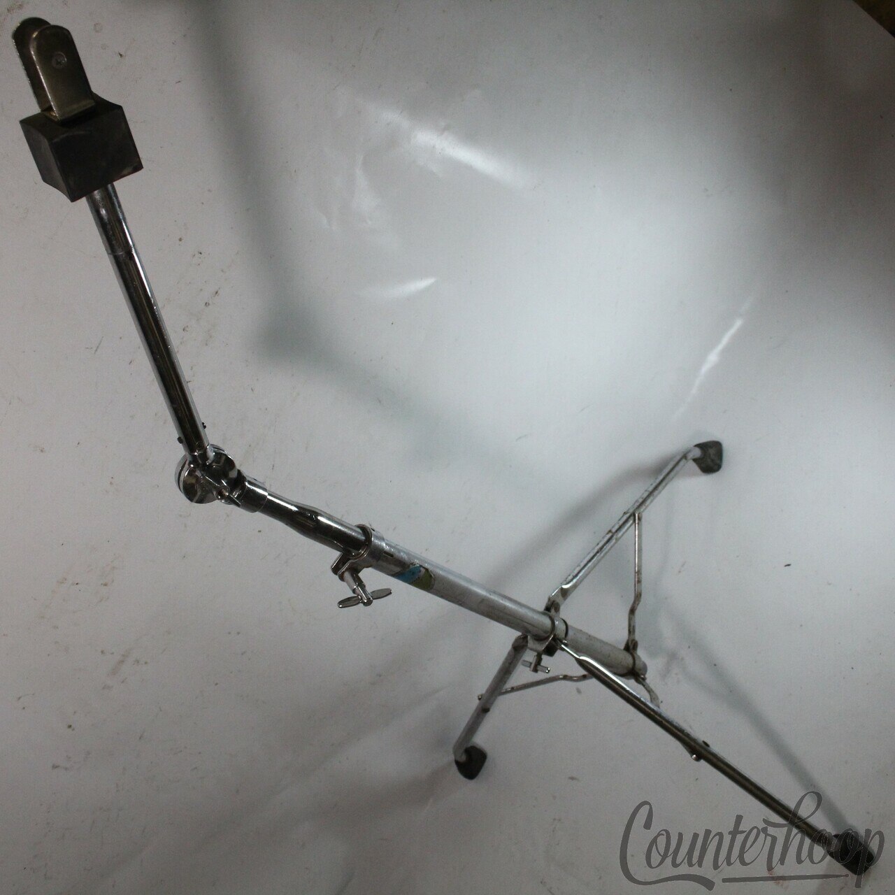 Ludwig 70s Double-Tom Drum Clip Mount Hercules Tube-Leg Tripod Chrome Blue/Olive — main photograph