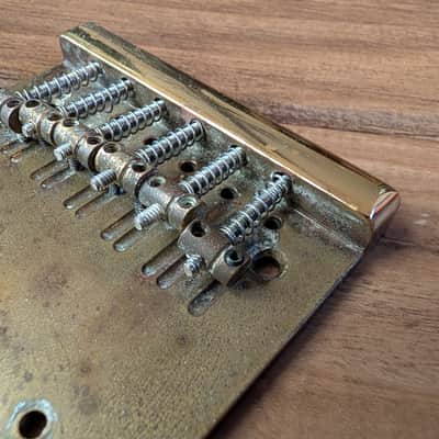 Schecter Telecaster Style Brass Guitar Bridge Complete W/Saddles Vintage 1970s image 2