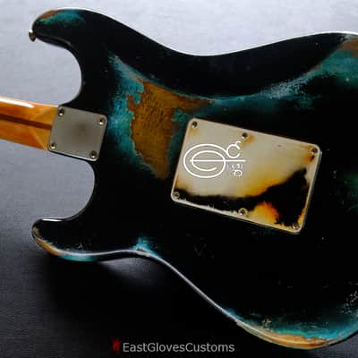 Fender Fender Stratocaster Floyd Rose HSS Black/Blue Inspired by Joe Strummer Aged Heavy Relic Black image 8