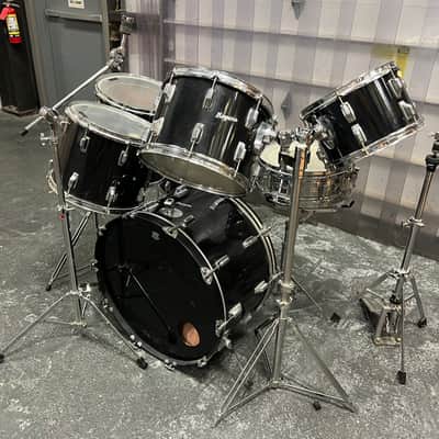 Vintage 1970's Rogers 7-Piece Drum Set, Black w/ Dyna-Sonic Custom Build Roger's Snare & Hardware image 4