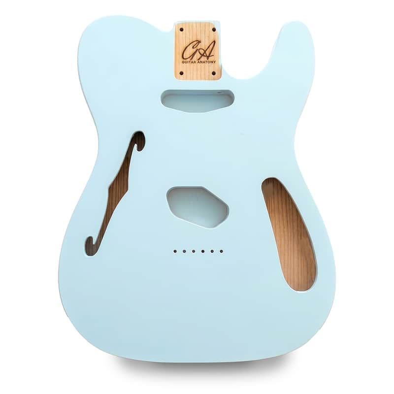 Telecaster Thinline Compatible Guitar Body – Sonic Blue Vintage Nitro Satin – Ash Construction image 1