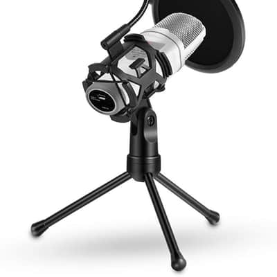 Foldable Microphone Tripod Stand Desktop Mic Holder Shock Mount Pop Filter for Online Broadcasting Chatting Singing image 1
