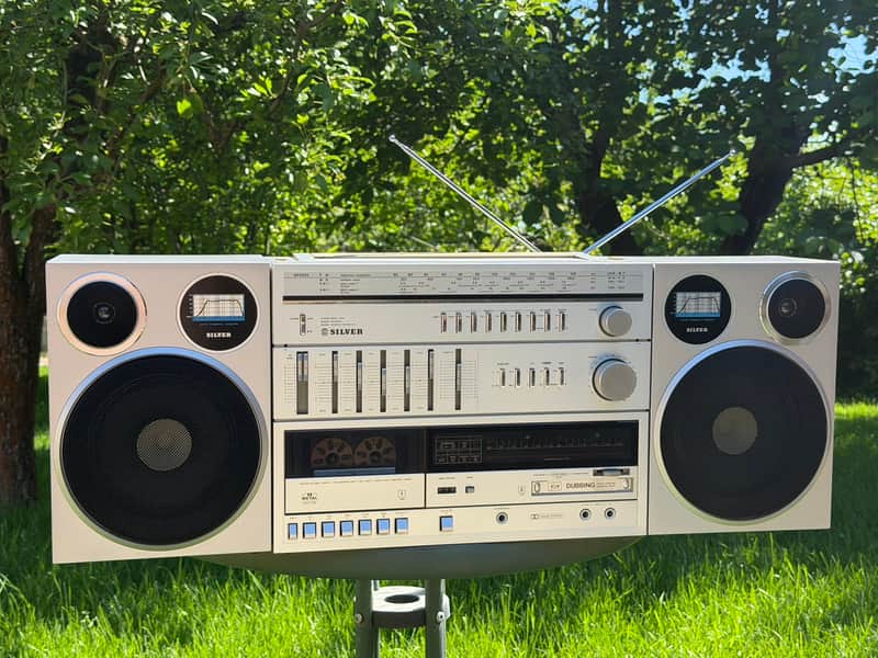 SILVER SR 8800 MINT Rare Vintage 3-Piece Dual Cassette Radio Boombox Warranty image 1
