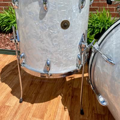 1960s Gretsch Progressive Jazz Drum Set White Marine Pearl 20/12/14 w/ 4x14 Snare image 7