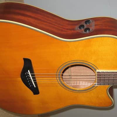 Yamaha FGC-TA TransAcoustic Cutaway Acoustic Electric Dreadnought Guitar - Natural image 4