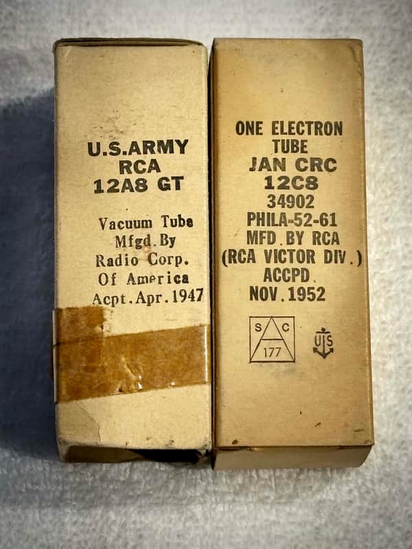 NOS RCA 12C8 & 12A8 Vacuum Tube set of (2) Circa-1960s-Glass image 1