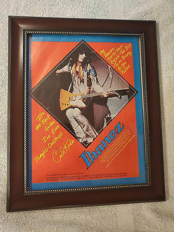 1976 Ibanez Guitars Promotional Ad Framed Cub Coda Brownsville Station Ibanez Destroyer Original image 1