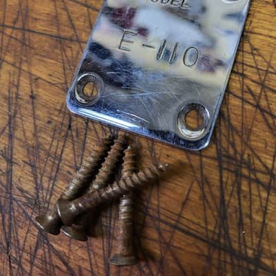 Vintage 1960's Teisco Del Ray E-110 Neck Plate and Screws Japan Luthier Parts image 1