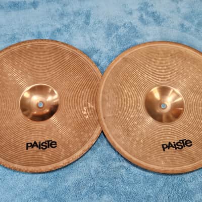 Paiste 502 Bronze 14" Hi Hat Cymbals Pair 962g 1198g No Cracks No Keyhole image 4