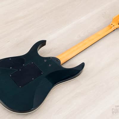 1998 Ibanez J Custom KRG1802 Spot Model Transparent Turquoise AAAA Flame Top DiMarzio HH image 13