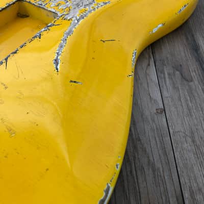 FRANCHIN Mercury guitar body Relic Aged Monaco Yellow 100% Nitro Lacquer Cracks HSS Basswood Stratocaster-Strat-S-Style Made in Italy - Stock piece #23230826 image 14