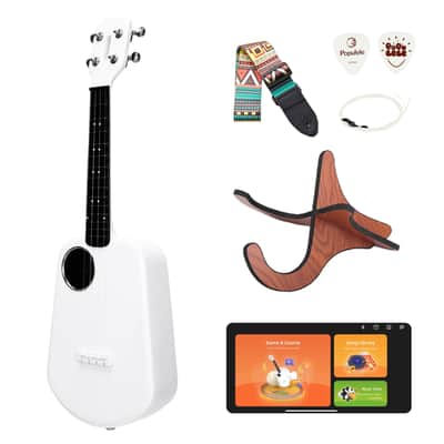 PopuMusic Populele 2 Smart Concert Ukulele - 23" Carbon Fiber with 72 LED Lights, Free Online Lessons & Song Library, Auto-Tuner, Includes Gig Bag, Strap, Nylon Strings & Picks for Family Fun,Travel & Gifts image 1