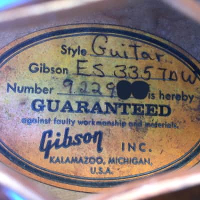 Gibson ES-335 Walnut 1969/70 Orange Label With Volute and Made in USA stamp image 16