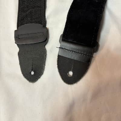 LM 2" Crushed Velvet Black guitar STRAP W/ Leather Ends- Comfortable, Soft - Fire Sale image 3