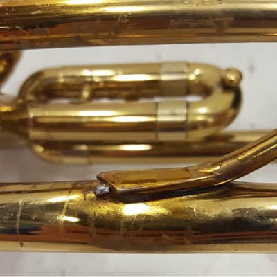 King Cleveland 600 Bb Trumpet, USA, Brass with Case, good but resolder image 15