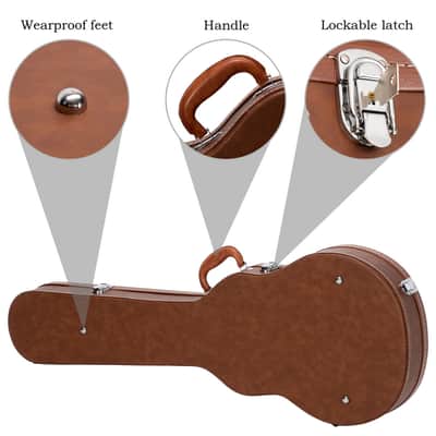 Glarry Hard-Shell Electric Guitar Case for LP or GLP Style Electric Guitar Bulge Surface 2020s - Brown image 13