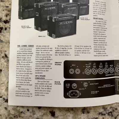 Rivera Amp Catalog 1992 s120 tac 1x12 QCUB RackTBM-1 MIDI  M100 R412 c210 M100 212 M60 S120 image 2