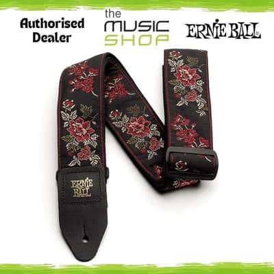 Ernie Ball Classic Jacquard Guitar/Bass Strap, Red Rose Design - 4142 image 1