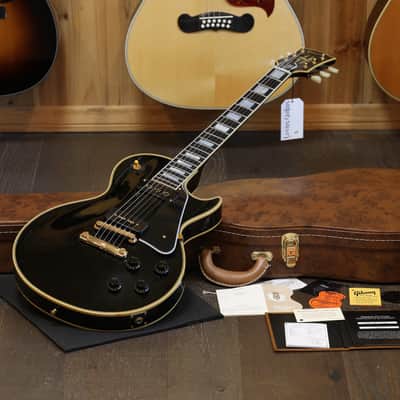 2022 Gibson Custom Shop 1954 Reissue Les Paul Custom 70th Anniversary Electric Guitar Black Ebony + COA OHSC image 1