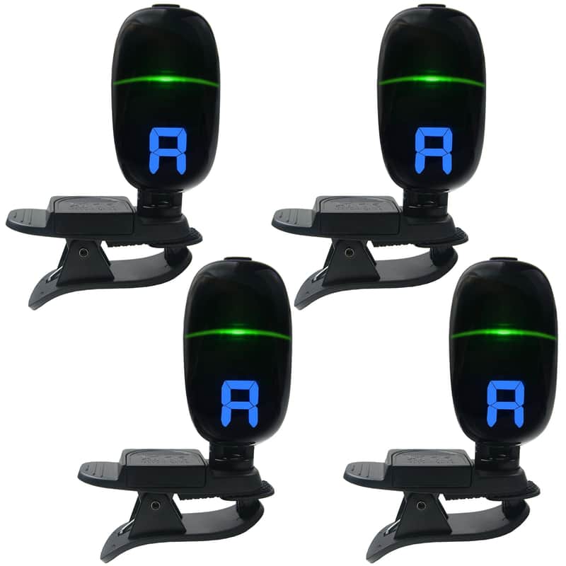 ChromaCast 4 Pack Multi-Functional Clip-On Chromatic Go Tuner | Accurate and Fast Clip-On Tuning for Guitars, Bass, Ukulele, Violin | Easy-to-Read LCD Display, Compact Design 2023 image 1