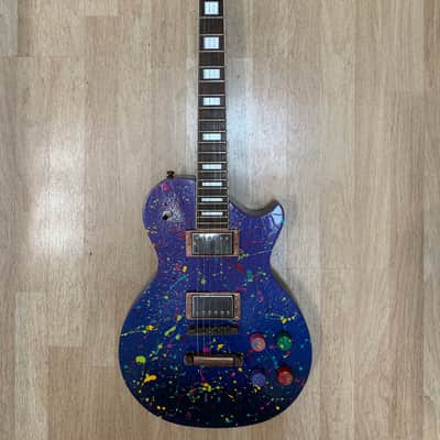 Custom Hand-painted LP Style Guitar - Blue/Purple Splatter Finish image 5