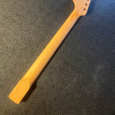 Roasted Maple Guitar Neck, Fits Strat Style, 9.5 radius, half paddle, BLOCK inlay image 3