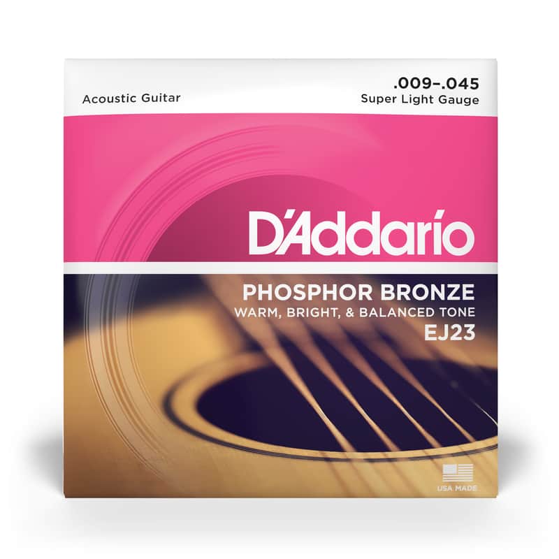 D'Addario EJ23 Super Light Phosphor Bronze Acoustic Guitar Strings 9-45 image 1