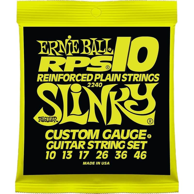 Ernie Ball 2240 RPS-10 Reinforced Plain Strings Slinky Guitar Strings, .010 - .046 image 1