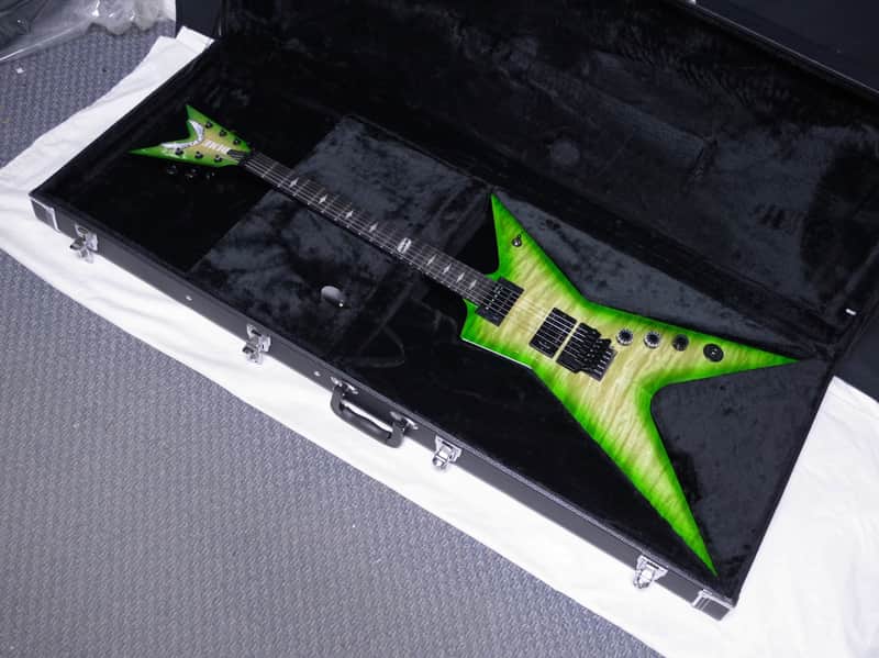 DEAN Stealth Floyd Flame Maple electric GUITAR w/ HARD CASE - DIME Slime Green - Made in KOREA image 1