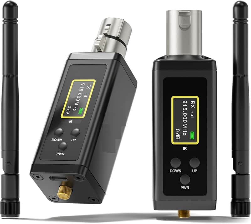 UHF Wireless XLR Transmitter and Receiver with Dual Antennas, 902-927MHz, 500ft Range, 50 Channels, Auto-Scaning, Plug on Wireless Mic Adapter for Audio Mixer, Remote Transmission, image 1